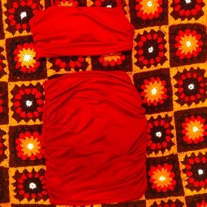 *2 piece* fitted, cropped, and skirt